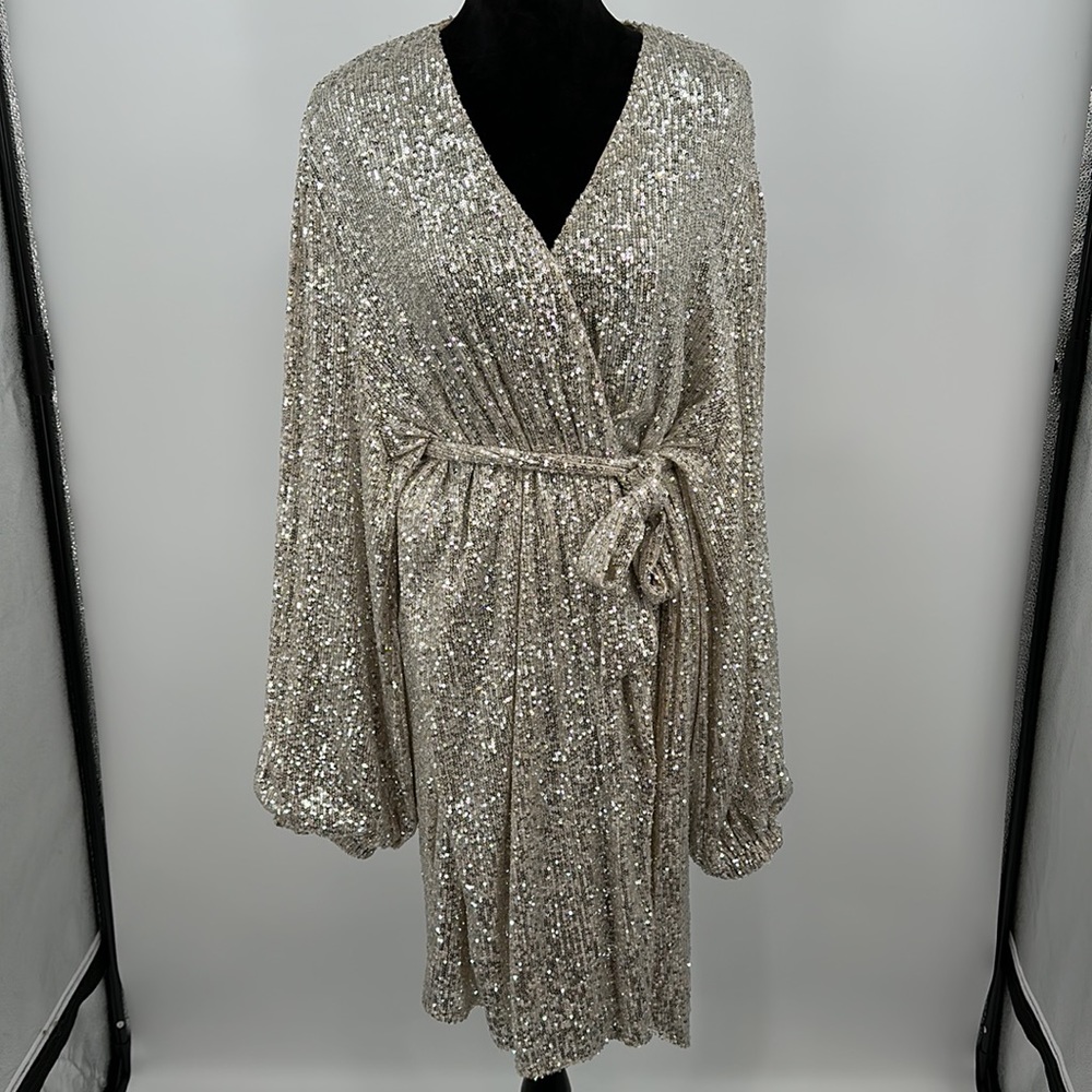 Fashion Nova Silver Sequin Dress